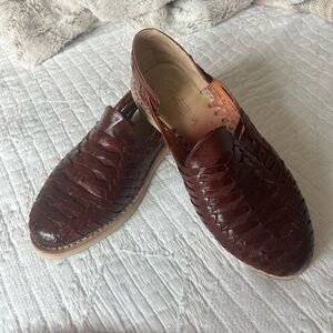 Men's Brown Leather Huaraches Loafers